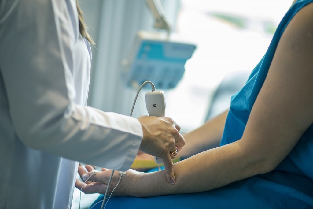 a doctor examining a patient