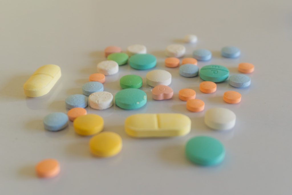 a group of colorful pills