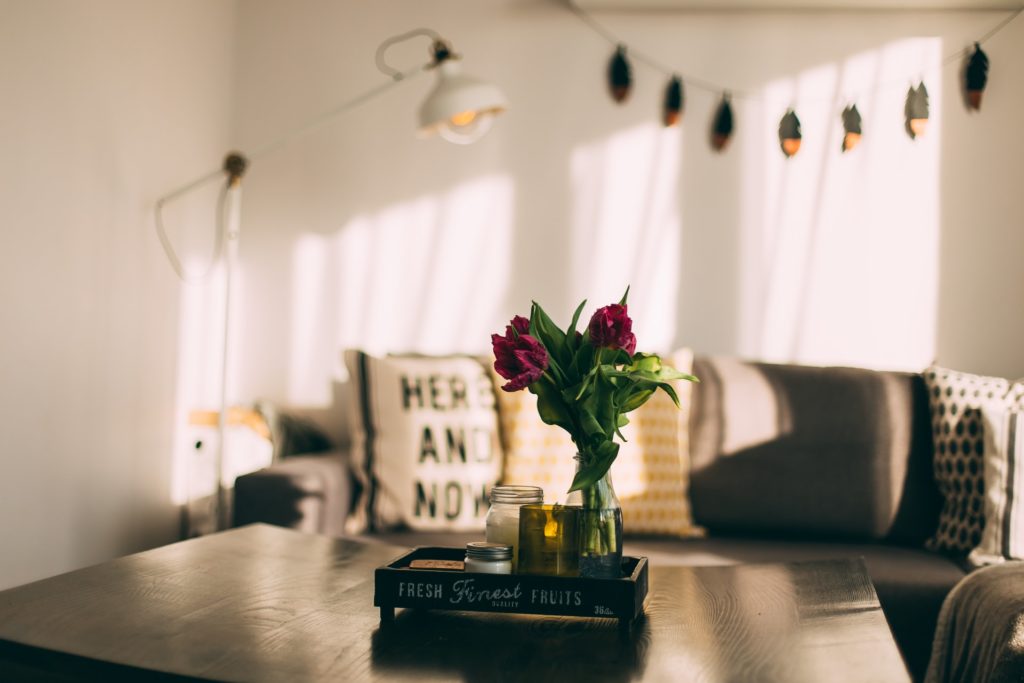 a vase of flowers on a table