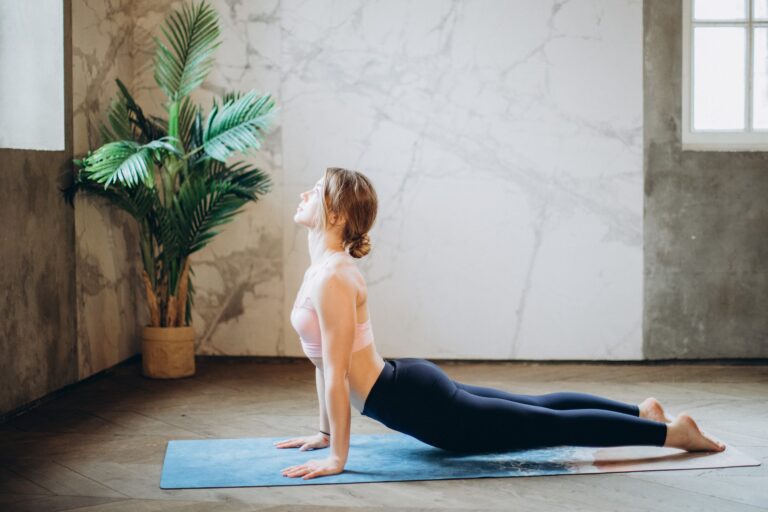 a woman doing yoga