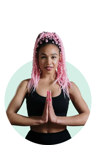 a person with pink hair